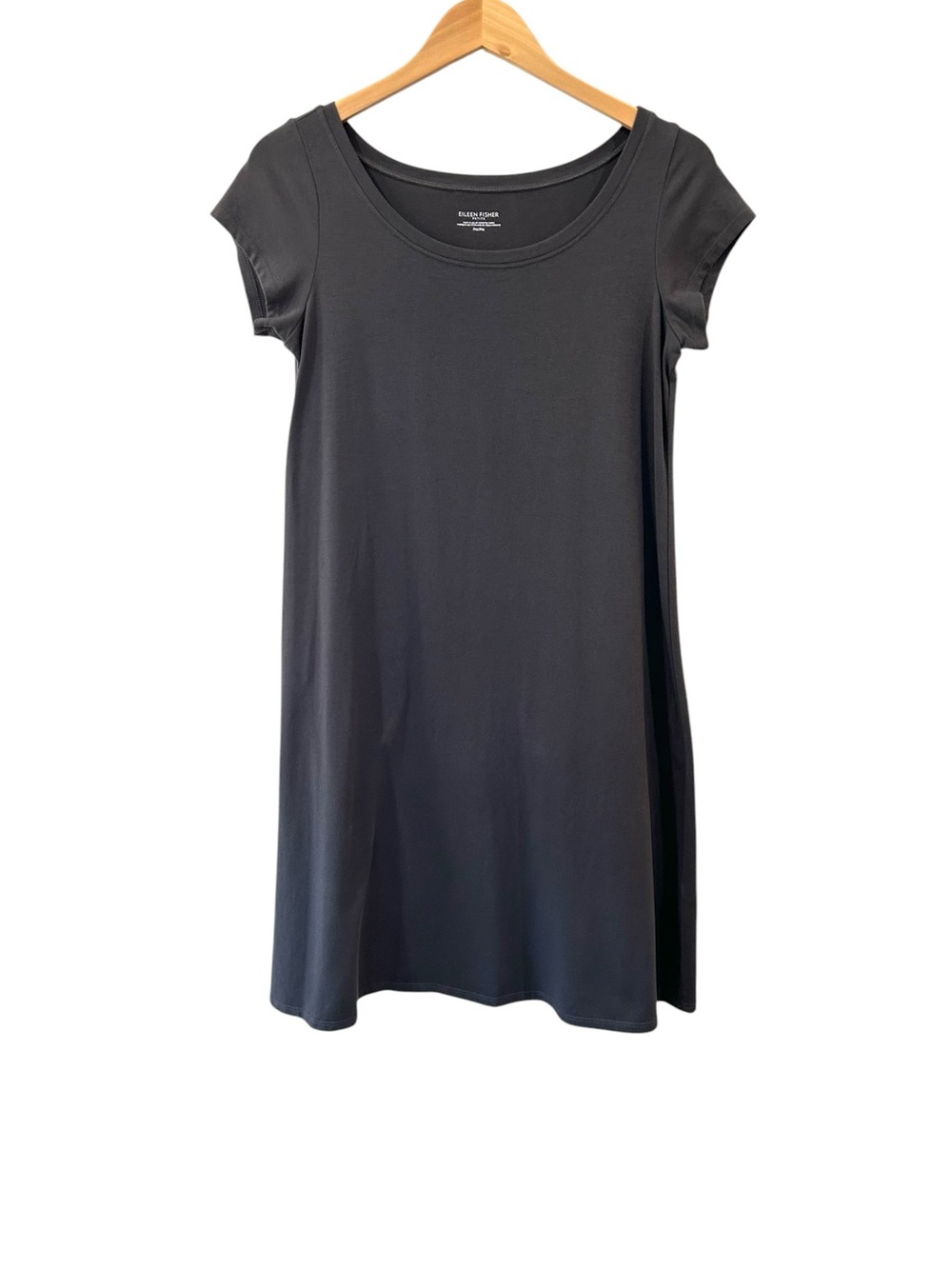 Eileen Fisher Organic Cotton Jersey knit Dress PM petite medium grey minimalist